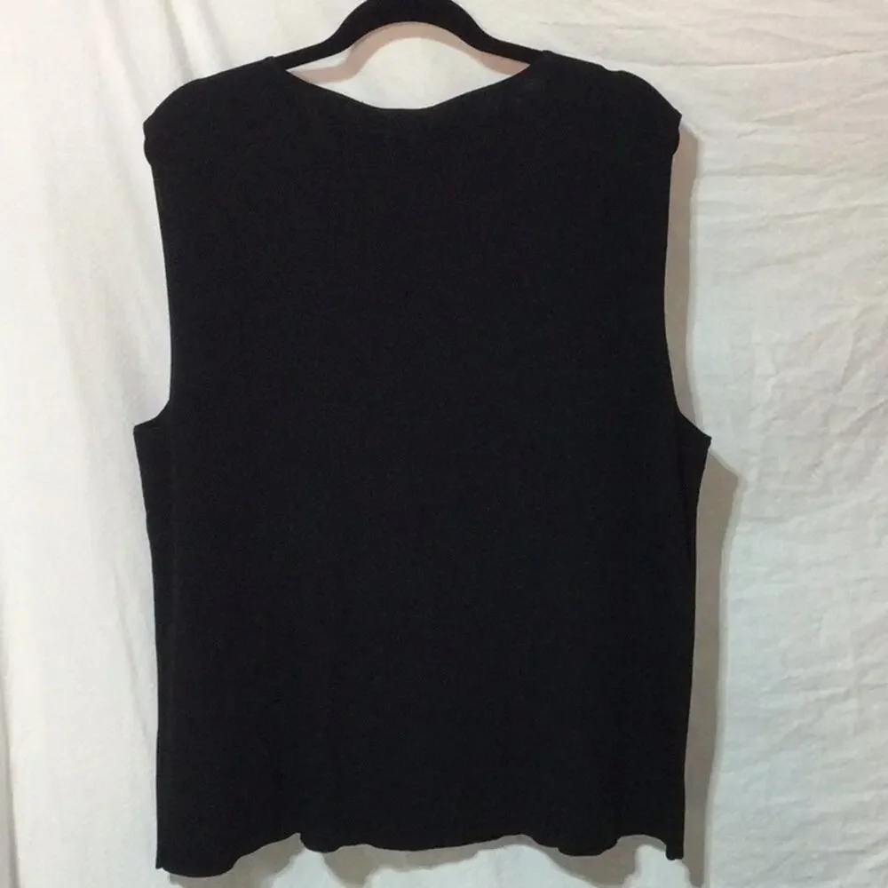 Pierri New York 3x black v neck sweater tank rayon nylon nwt bling sequine neck